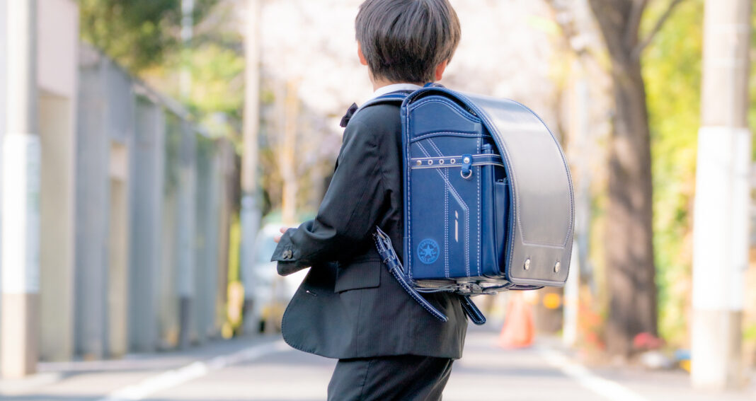 都内で桜×ランドセル